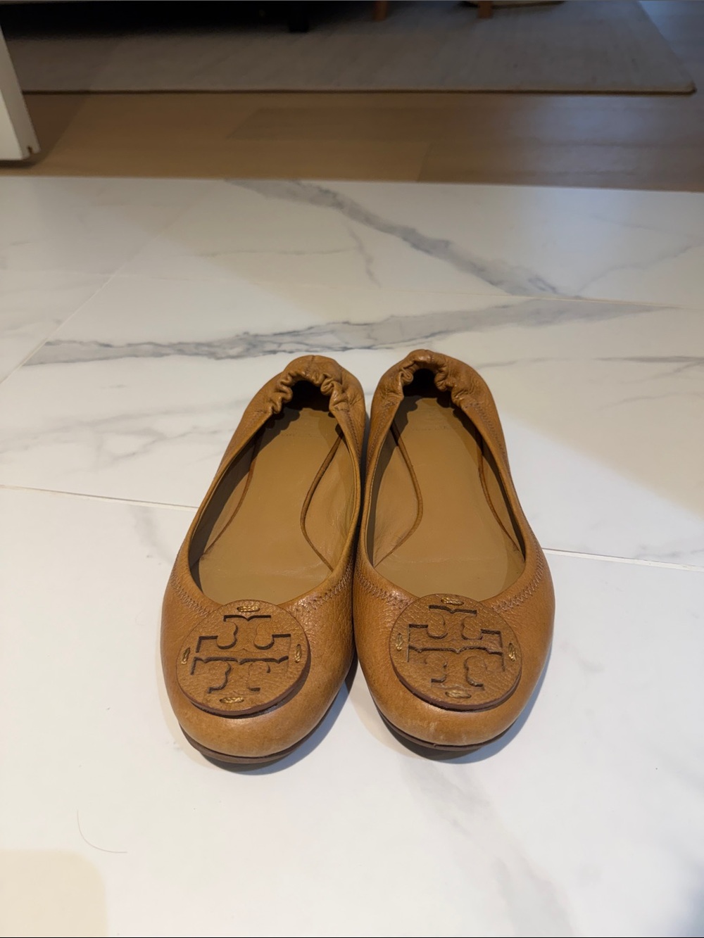 Tory Burch Tan Leather Reva Ballet Flats